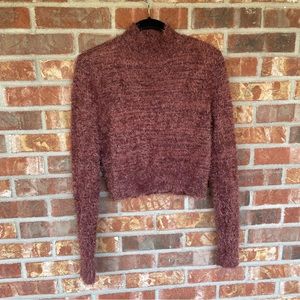 Express fuzzy crop top sweater